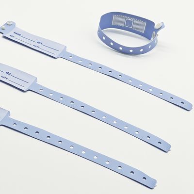 Neugeborenes Baby-Weichband mit RFID-NFC-Chip und Custom-Logo in blauem PVC-Material