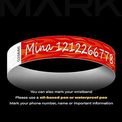 250*25mm und 250*19mm Tyvek-Papier-Armband mit individuellen Druckanforderungen