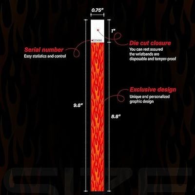 250*25mm und 250*19mm Tyvek-Papier-Armband mit individuellen Druckanforderungen