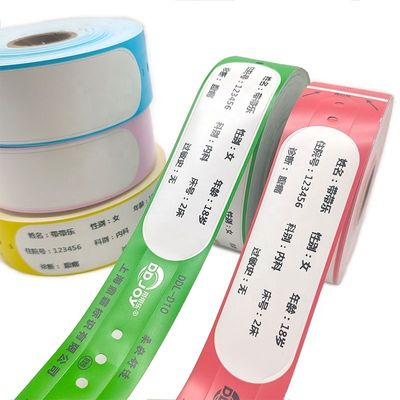Krankenhaus-Roll-Direct-Druck-Armbänder für Erwachsene mit Barcode und Papier