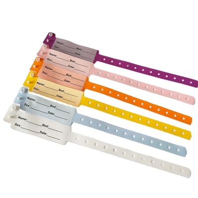 Gelbes, weiches PVC-Band für Krankenhaus-Patienten-ID, anpassbares Logo und wasserdicht