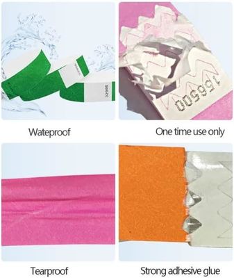 Druckpapier Tyvek Armband für Veranstaltungen und Partys Tränenbeständig OEM-Logo akzeptabel