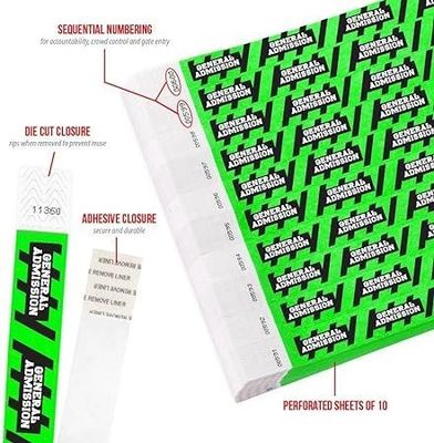 Wasserdichte Tyvek-Armbänder für Veranstaltungen Komfortable und zerreißfeste Papierarmbänder
