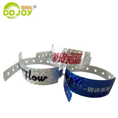 Glitter ID Armband Custom Logo Druck Hologramm Armbänder für Festival Park Tickets