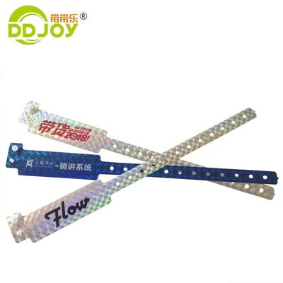 Glitter ID Armband Custom Logo Druck Hologramm Armbänder für Festival Park Tickets