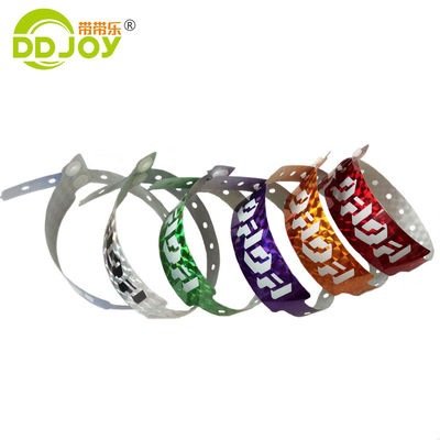 Glitter ID Armband Custom Logo Druck Hologramm Armbänder für Festival Park Tickets