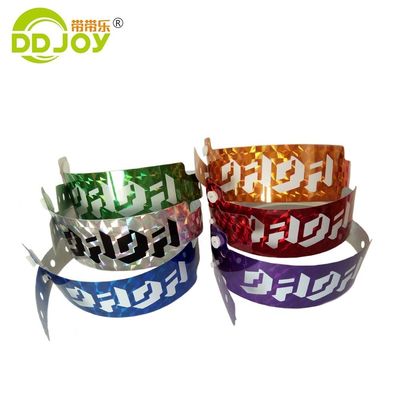 Glitter ID Armband Custom Logo Druck Hologramm Armbänder für Festival Park Tickets