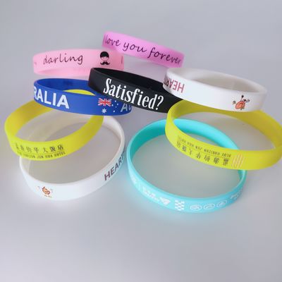 170*12*2mm Bandbreite Glimmernd im Dunklen Custom Silizium Armband für Veranstaltungen Festival
