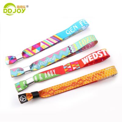 Anpassung Logo Veranstaltung Festival Band Satin Gewebtes Armband Stoff Armband mit Kunstwerken
