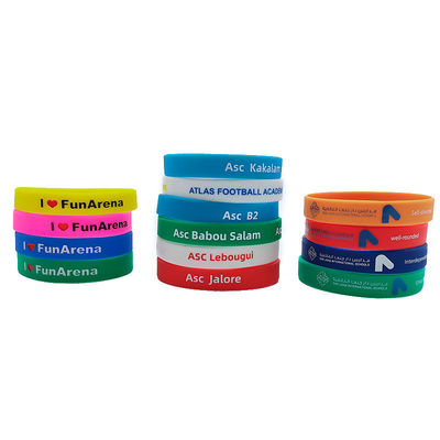 Mischfarbe Wasserdichte Seidenbildschirmdruck Gummi Armbänder mit ISO9001 Zertifikat
