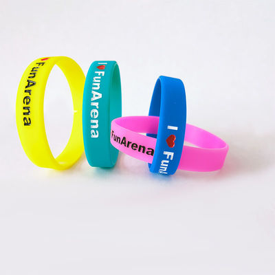 Mischfarbe Wasserdichte Seidenbildschirmdruck Gummi Armbänder mit ISO9001 Zertifikat