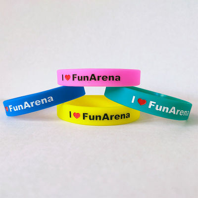 Mischfarbe Wasserdichte Seidenbildschirmdruck Gummi Armbänder mit ISO9001 Zertifikat