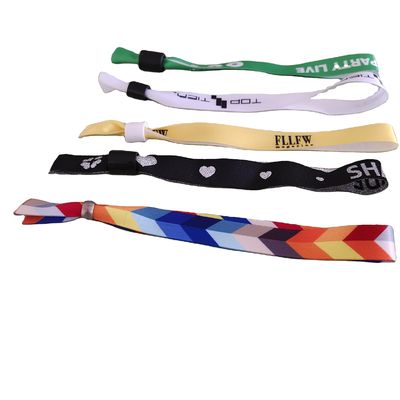 Personalisiertes Logo Polyester Festival Satin Gewebtes Band Armband für Veranstaltungen 350*15mm