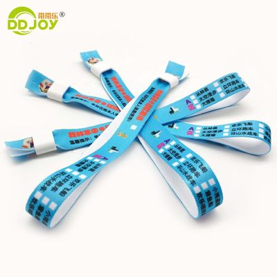 Personalisiertes Logo Polyester Festival Satin Gewebtes Band Armband für Veranstaltungen 350*15mm