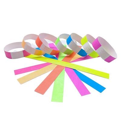 Anpassbare Neonfarben Tyvek-Armbänder 250*19mm für Festivals und Konzerte