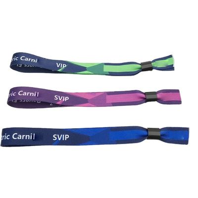 Custom Logo RFID Chip Satin Stoff Armbänder für Veranstaltung Festival Gedenkstätten