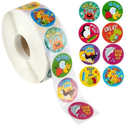 1 Zoll 25mm Runde Aufkleber 500 Stück niedliche Tiere Etiketten für Schulpreise und Lehrer