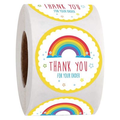 Custom Sticker Ölbeständig niedlicher Regenbogen Danke Sticker für Geschenkdekoration