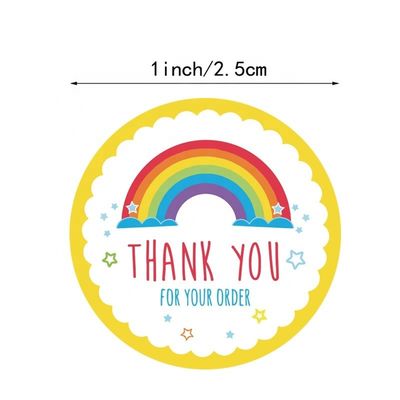 Custom Sticker Ölbeständig niedlicher Regenbogen Danke Sticker für Geschenkdekoration