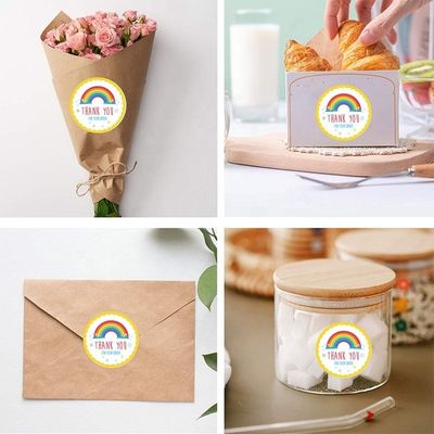 Custom Sticker Ölbeständig niedlicher Regenbogen Danke Sticker für Geschenkdekoration
