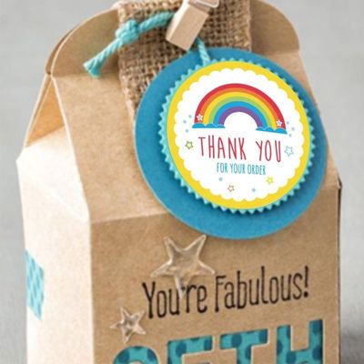 Custom Sticker Ölbeständig niedlicher Regenbogen Danke Sticker für Geschenkdekoration
