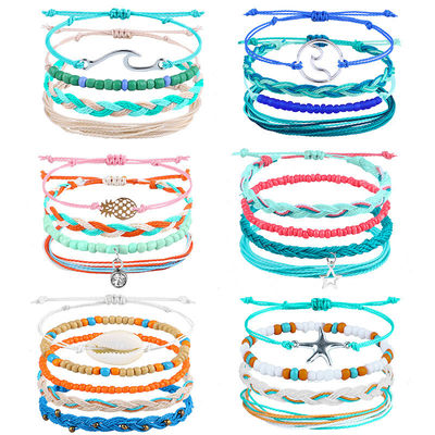 Farbenfrohe 16 8CM Wachsgarn geflochtenes Reisperlen Armband für Frauen Handgefertigtes Design