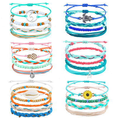 Farbenfrohe 16 8CM Wachsgarn geflochtenes Reisperlen Armband für Frauen Handgefertigtes Design
