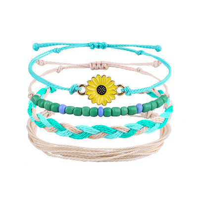 Farbenfrohe 16 8CM Wachsgarn geflochtenes Reisperlen Armband für Frauen Handgefertigtes Design