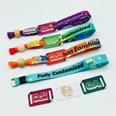 Custom Event Festival Party RFID Chip Satin Stoff Armbänder mit Logo-Textdruck