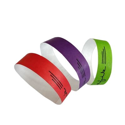 250*25mm und 250*19mm angepasste Eintritts Barcode Tyvek Papier Armbänder für die Party